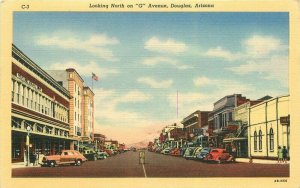 Douglas Arizona Looking North G Ave autos Lollesgard Teich C-3 Postcard 21-10160