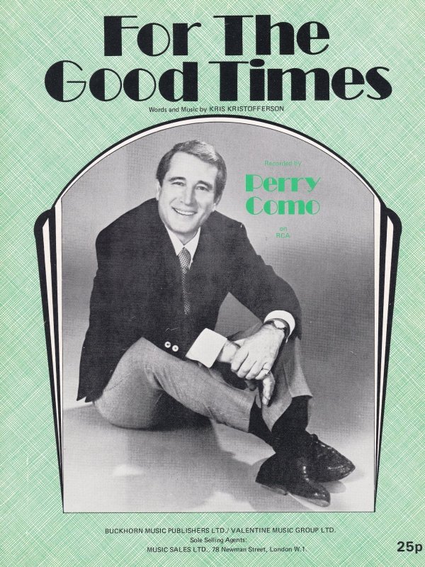 For The Good Times Perry Como 1970s Sheet Music
