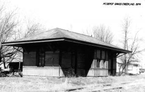 Grass Creek Indiana PC Railroad Depot Real Photo Vintage Postcard K103497