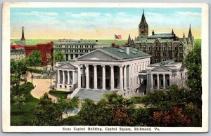 Vtg Richmond Virginia VA State Capitol Building Square 1920s View Old Postcard