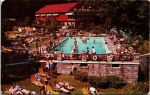 High View Backside Strickland's Mountain Inn Pocono Mts Visitors Pool Postcard 