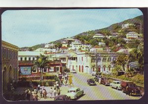 P1402 1960 used RPPC charlotte amalie st. old cars etc u.s. virgin islands