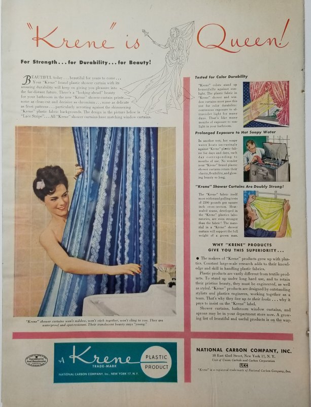 1946 Plastic Shower Curtain Print Ad LIFE Magazine Single Page Color  EXL1035