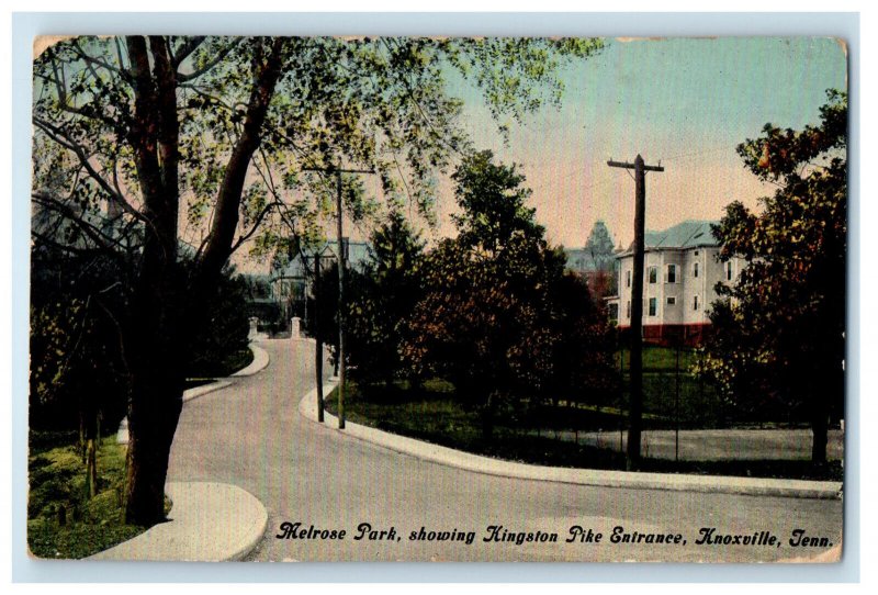 1914 Melrose Park Showing Kingston Pike Entrance Knoxville Tennessee TN Postcard 