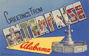 Enterprise Alabama Large Letter Linen Antique Postcard J78182