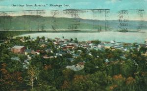 JAMAICA MONTEGO BAY 1927 ANTIQUE POSTCARD w/ STAMPS