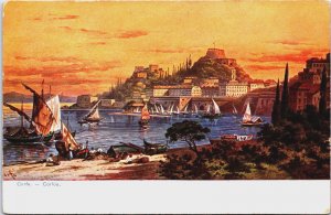 Greece Corfou/Corfu The Castle Vintage Postcard C207