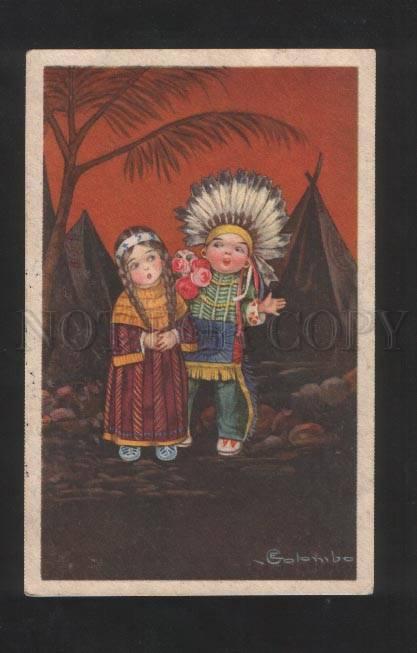 3072921 INDIAN Kids by COLOMBO vintage ART DECO Italy