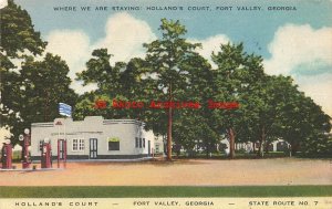 GA, Fort Valley, Georgia, Holland's Court, Gas Station, Beals Litho