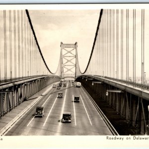 c1930s Philadelphia, PA RPPC Delaware River Bridge Cars Real Photo Postcard A92