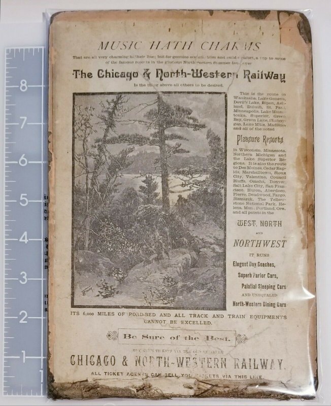 Chicago & North-Western Railway Advertisement on Music Book Cover c1900 D10005