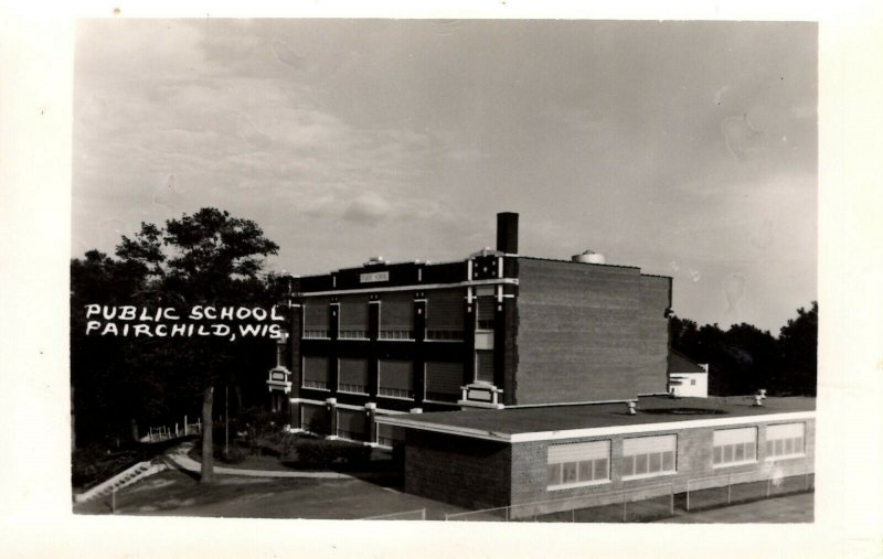 Fairchild, Wisconsin - RPPC - A view of the Public School -