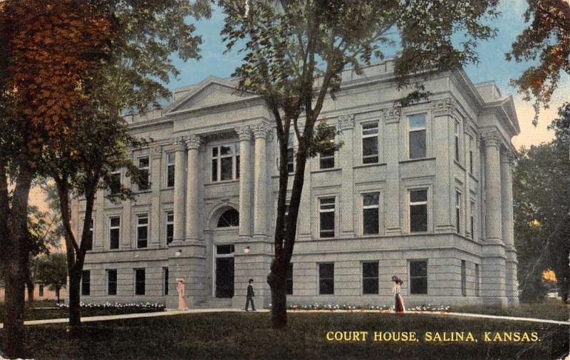 Salina Kansas Court House Exterior Street View Antique Postcard K25292