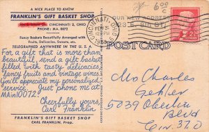J76/ Advertising Postcard Linen Fancy Gift Baskets Franklin Fruit Jelly 135