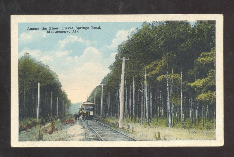 MONTGOMERY ALABAMA PICKET SPRINGS ROAD RAILROAD TRAIN VINTAGE POSTCARD