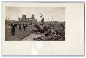 1908 Disaster Fire Ruins Building View Chelsea MA RPPC Photo Unposted Postcard 