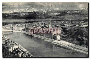 Old Postcard Grenoble Vue Generale and the Alps