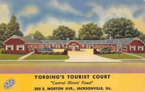 Yordings Tourist Court Motel Jacksonville Illinois linen postcard