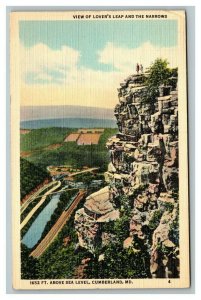 Vintage 1939 Postcard Lover's Leap & The Narrows Cumberland Maryland