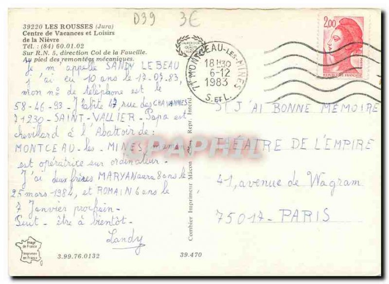 Modern Postcard Les Rousses Jura Holiday Center and Lousurs of Nievre