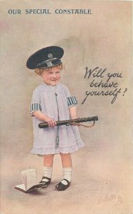 C-1910 Tuck Special Constable Girl Police Oilette #8809 Postcard 21-9913