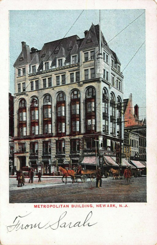Metropolitan Building, Newark, N.J., Early Postcard, Used in 1909