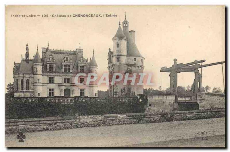 Old Postcard Loire Valley Chateau de Chenonceau the Entree