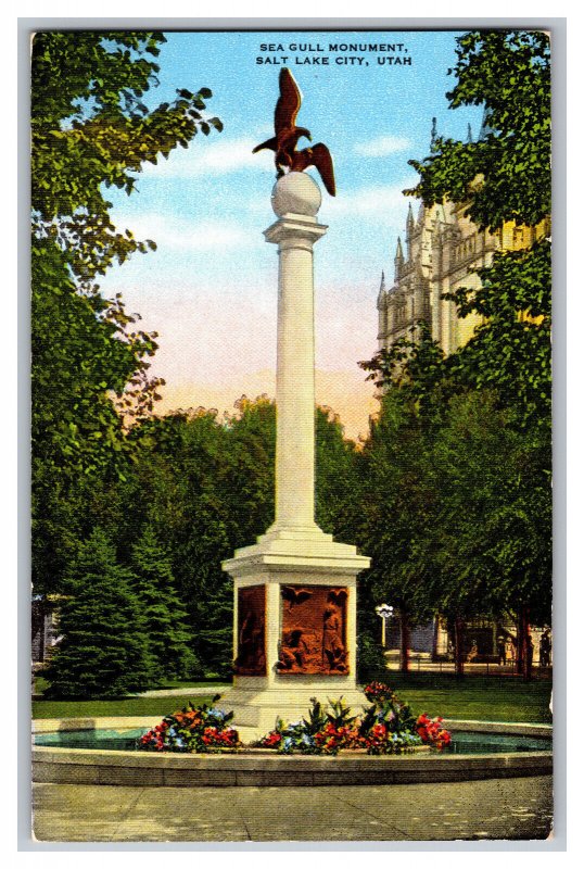 Vintage Postcard Sea Gull Monument Salt Lake City Utah