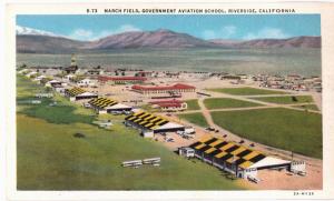 Postcard Riverside Calif March Field Govt Aviation School