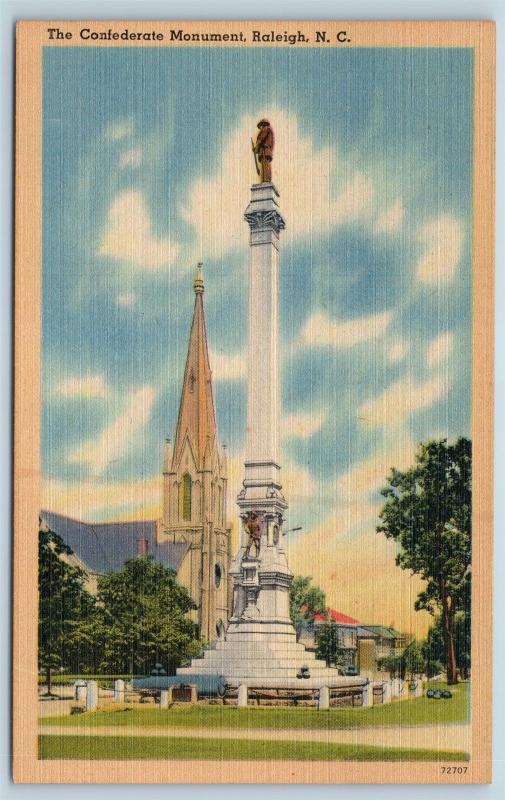 Postcard NC Raleigh Confederate Monument Vintage Linen #2 N8