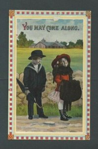 Ca 1915 Post Card Vintage Humor Children You May Come Along Celluloid