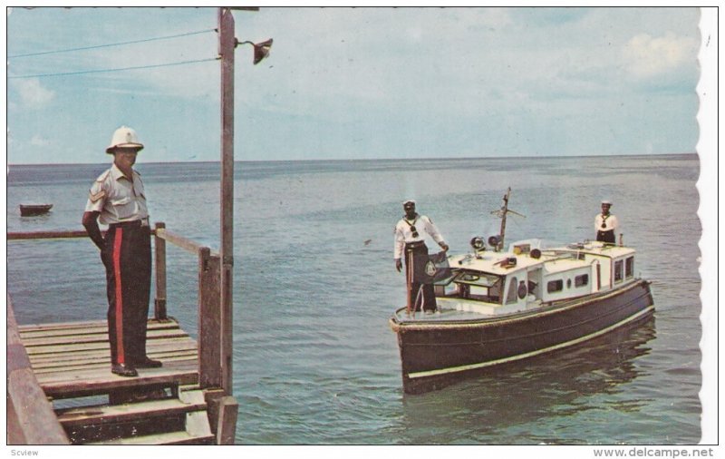 Harbour Police Launch at Jetty, St Michael, Barbados, West Indies, 1965