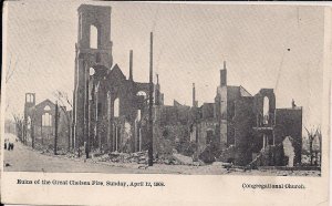 Chelsea MA, Great Fire 1908, near Boston, Congregational Church, Disaster, Ruins