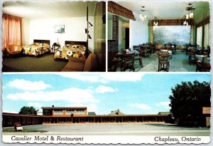 VINTAGE POSTCARD CAVALIER MOTEL & RESTAURANT CHAPLEAU ONTARIO MULTIMAGE STAMP