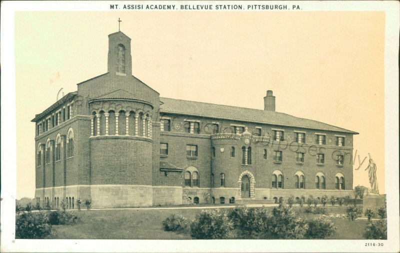 Pittsburgh, PA - Mt. Assisi Academy, Bellevue Station - Pennsylvania Postcard 