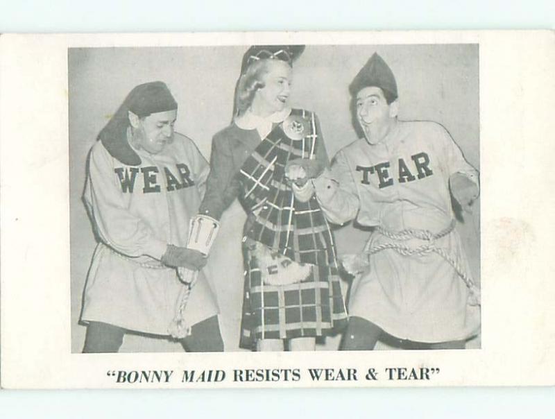 Pre-1952 Risque MEN HOLD HANDS OF PRETTY GIRL IN SCOTTISH DRESS AB7357