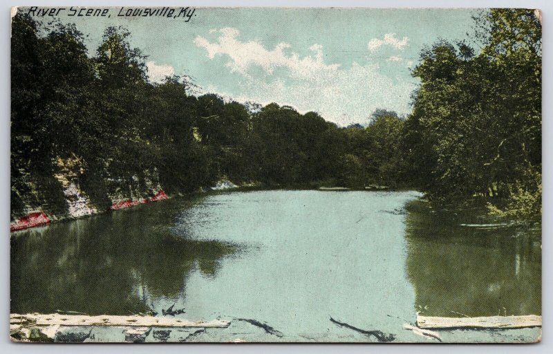 Vintage Postcard 1914 Quiet River Trees Reflection Nature Louisville Kentucky KY