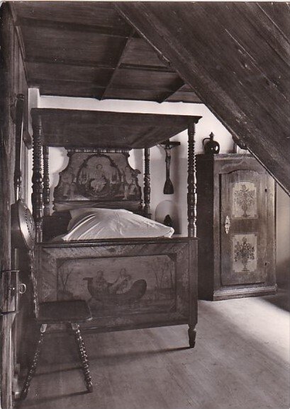 Germany Augsburg Fuggerei Schlafzimmer aus alter Zeit