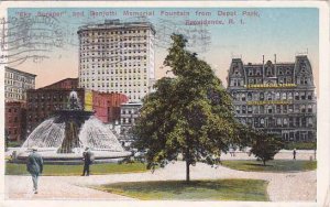 Rhode Island Providence Sky Scraper And Banjotti Memorial Fountain From Depot...