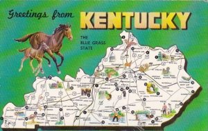 The Blue Grass State Map Greetings From Kentucky