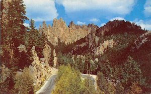 Hairpin curve on needles Highway Foot of Cathedral of Spires Black Hills SD