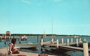 Postcard Gulnare Boat Watching in Southern New England Book and Tackle Shop Pub