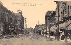 Aurora Illinois Fox Street Looking West Vintage Postcard AA8389