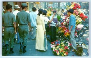 SAIGON Flower Market VIETNAM Postcard