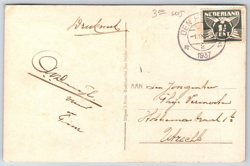 Netherlands Naval Aviation~W55 Seaplane~Biplane w/Float~1937 RPPC