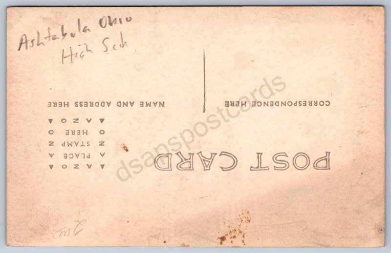 K28/ Ashtabula Ohio RPPC Postcard c1910 High School Building 225