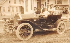 Family in Car Automobile Real Photo Vintage Postcard AA67690