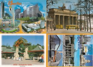 Berlin Zoo Sony Centre At Night Trams 4x German Postcard s