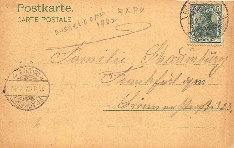 1902 Düsseldorfer Ausstellung Wasserrutschbahn im Vergnügungspark Expo Postcard