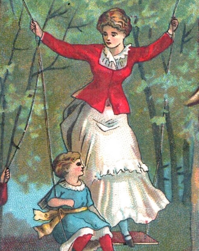 1880s J&P Coats' Thread Children Swing Lady Forest German Language F105